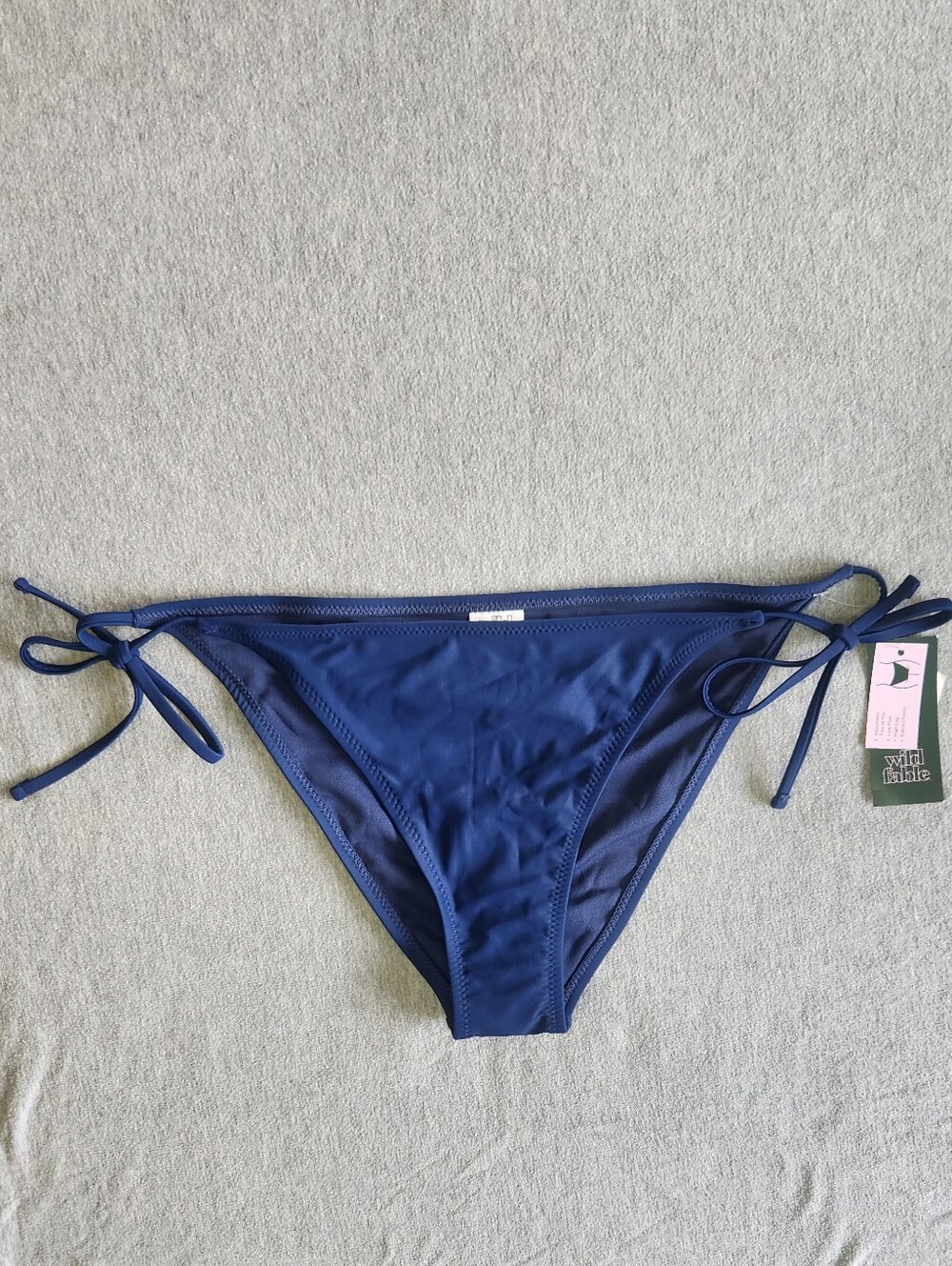 Wild Fable Women’s Tricot Side‑Tie Extra Cheeky Bikini Bottom – Navy Blue (Size
